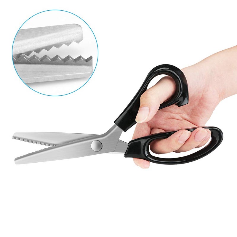 YAZEMKEL Pinking Shears for Fabric  Zig Zag Scissors  Ergonomic Grips  Ultra-Sharp  Professional Peaking Shears for Sewing  Craft  Dressmaking  9 Inch  Black - Image 2